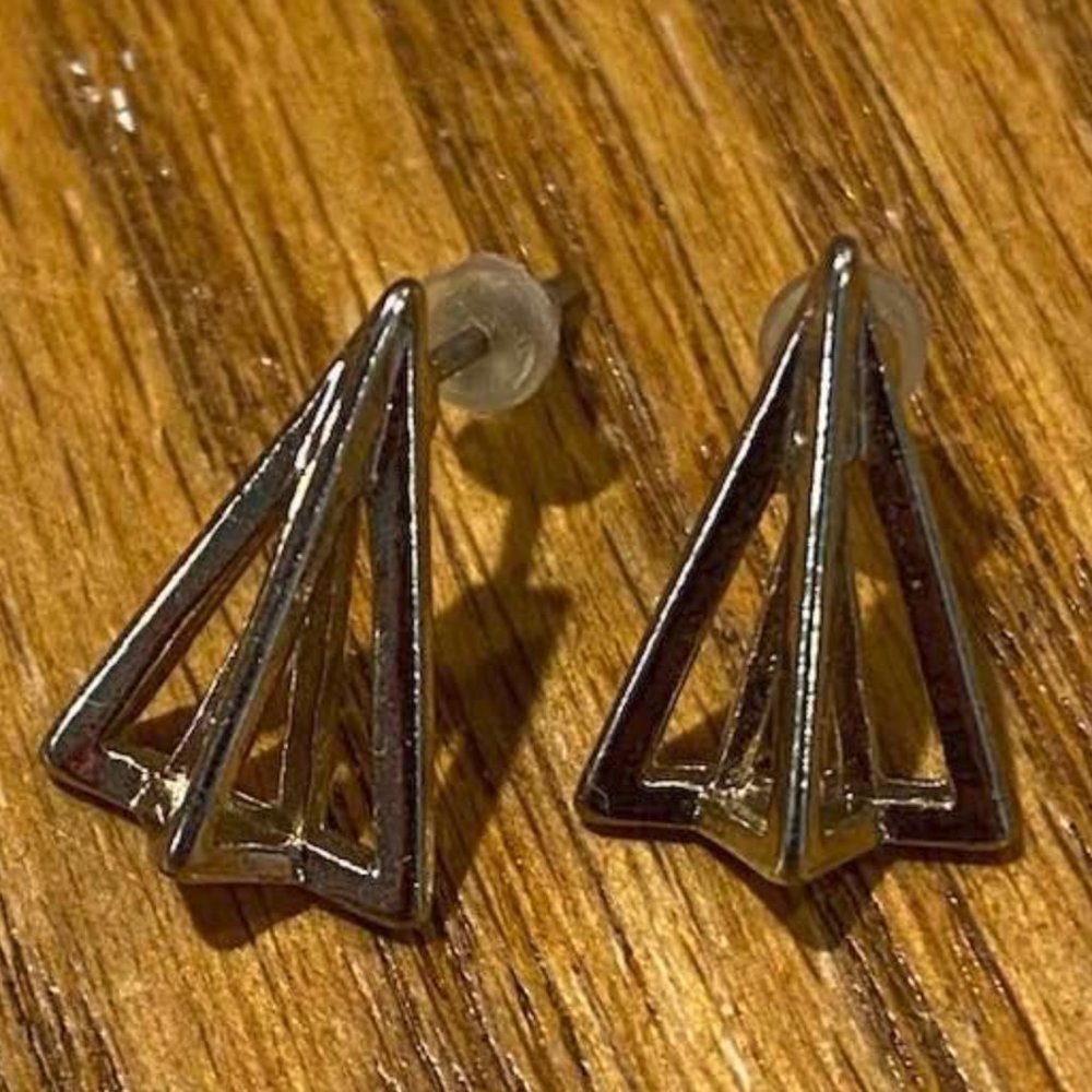 Petite Gold 3-D Pyramid Earrings
